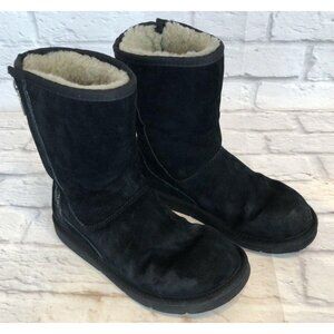 UGG Mayfaire 5116 Black Suede Sherpa Side Zipper Boots Womens 6 / 37 (v1a)